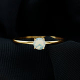 Natural Ethiopian Opal Solitaire Stackable Ring