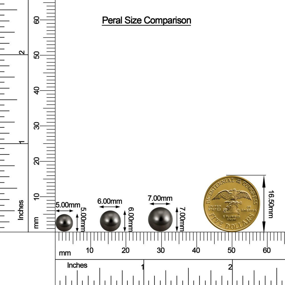 Double Tahitian Black Pearl Bypass Ring with Moissanite size chart
