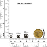 Double Tahitian Black Pearl Bypass Stud Earrings size chart