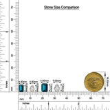 Emerald-Cut London Blue Topaz and Pear Moissanite Toi et Moi Ring size chart