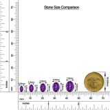 Oval Amethyst Leverback Drop Earrings with Moissanite size chart