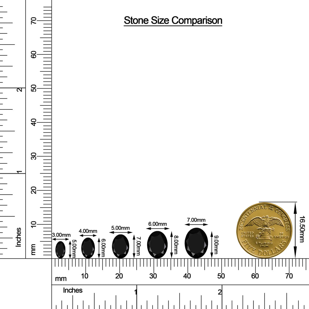 Oval Black Onyx Leverback Drop Earrings with Moissanite size chart