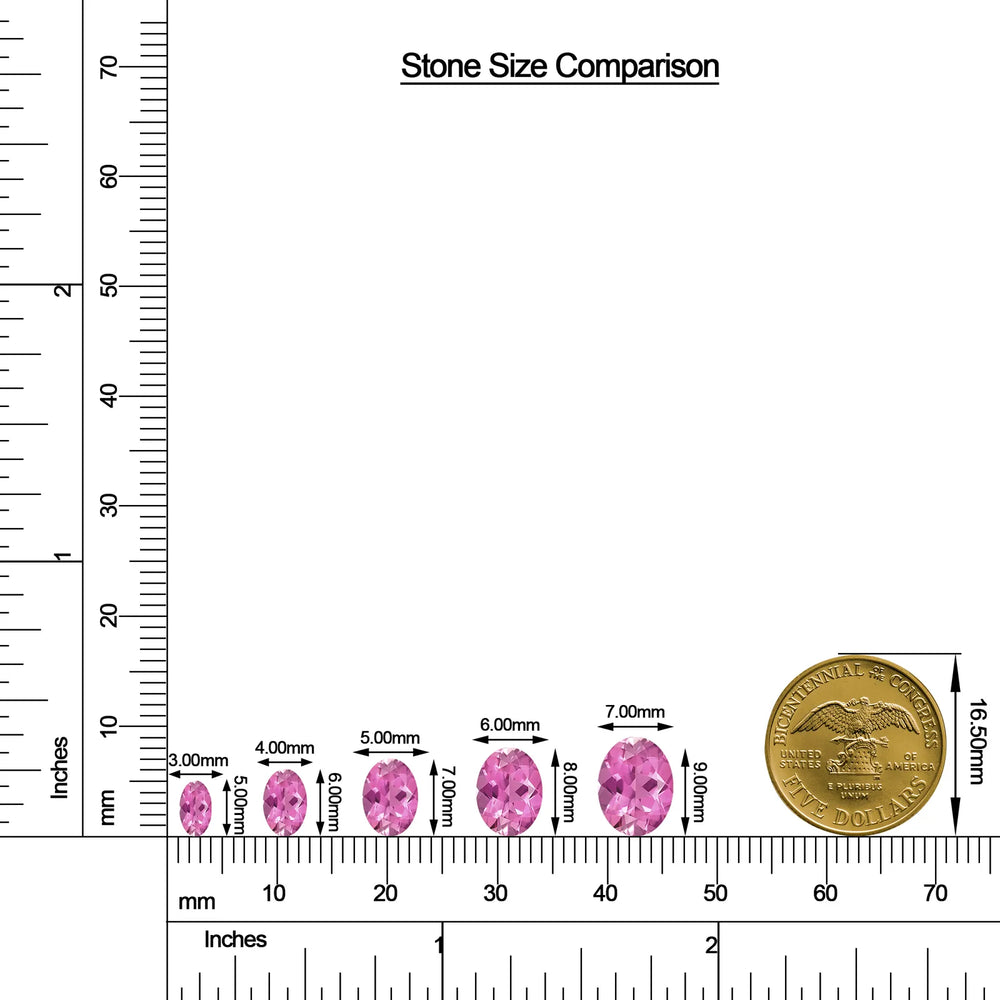 Oval Pink Tourmaline Leverback Drop Earrings with Moissanite size chart