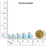 Oval Swiss Blue Topaz Leverback Drop Earrings with Moissanite size chart
