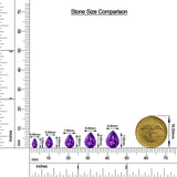 Pear Amethyst Leverback Drop Earrings with Moissanite size chart
