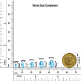 Pear Aquamarine Leverback Drop Earrings with Moissanite size chart