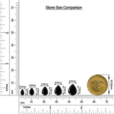 Pear Black Onyx Leverback Drop Earrings with Moissanite size chart