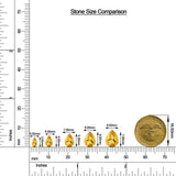 Pear Citrine Leverback Drop Earrings with Moissanite size chart