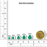 Pear Emerald Leverback Drop Earrings with Moissanite size chart