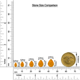 Pear Fire Opal Leverback Drop Earrings with Moissanite size chart