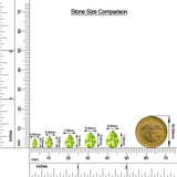 Pear Peridot Leverback Drop Earrings with Moissanite size chart