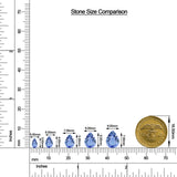 Pear Tanzanite Leverback Drop Earrings with Moissanite size chart