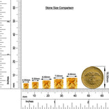 Princess-Cut Citrine Halo Stud Earrings with Moissanite size chart