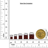 Princess-Cut Garnet Halo Stud Earrings with Moissanite size chart