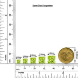 Princess-Cut Peridot Halo Stud Earrings with Moissanite size chart