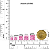 Princess-Cut Pink Sapphire Halo Stud Earrings with Moissanite size chart