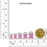 Princess-Cut Pink Tourmaline Halo Stud Earrings with Moissanite size chart