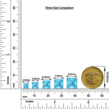 Princess-Cut Swiss Blue Topaz Halo Stud Earrings with Moissanite size chart