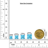 Princess-Cut Swiss Blue Topaz Stud Earrings with Moissanite Accents size chart