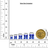 Princess-Cut Tanzanite Halo Stud Earrings with Moissanite size chart