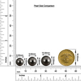 Tahitian Black Pearl Sunburst Halo Ring with Moissanite size chart