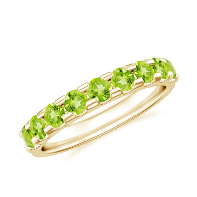 Shared Prong Set Semi Eternity Peridot Wedding Ring