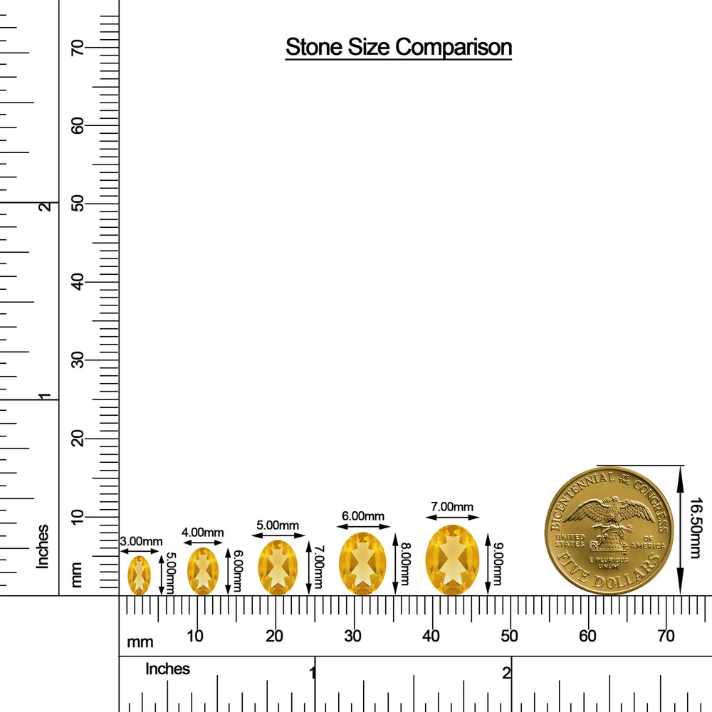 Oval Citrine Leverback Drop Earrings with Moissanite size chart