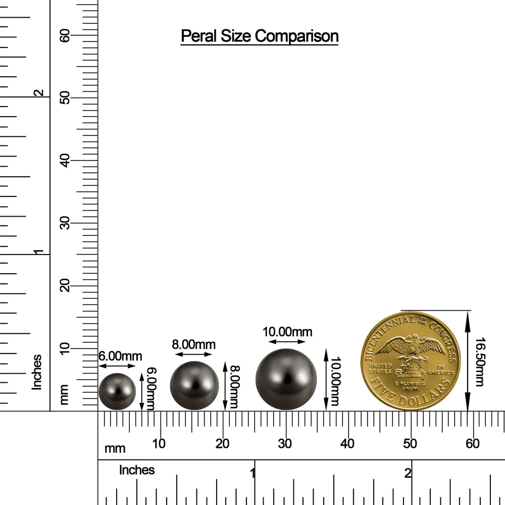 Tahitian Black Pearl Solitaire Stud Earrings size chart